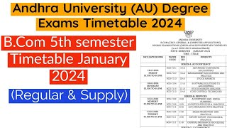 AU Degree Time Table 2024